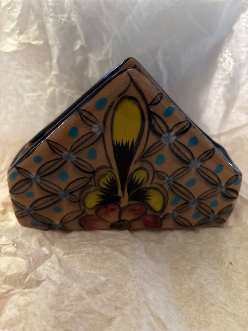 Mexican Talavera Pottery Ceramic Napkins Holder by Tal Rios - Picture 2 of 10